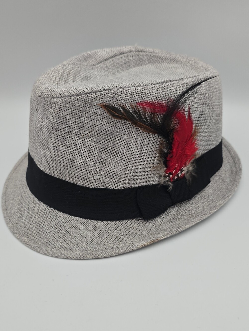 Unbranded Gray Trilby Fedora Feather Hat Size S/M